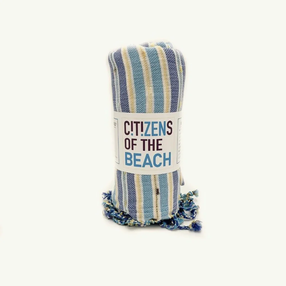 4 Turquoise Blue Yellow Bohemian Towels - 100% Turkish Cotton Beach Bath Towel